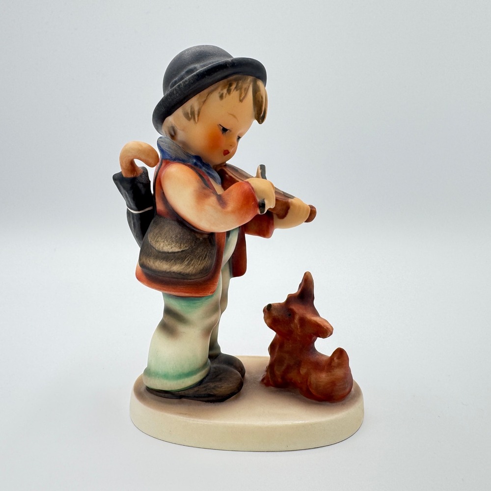 Rare Signed Goebel Hummel Puppy Love Figurine 1 Boy Playing Violin Dog